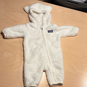 Patagonia White Fleece Baby One Piece 0-3mo. Warm!